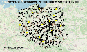 Mapa Polski z zaznaczonymi punktami