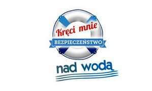 Logo akcji Kręci mnie bezpieczeństwo nad wodą - koło ratunkowe z tym samym napisem