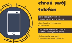 grafika na żółtym tle - chroń swój telefon