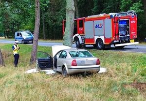 Policjant pracujący na miejscu wypadku drogowego