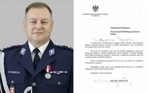 Kolaż na którym widać Komendanta Wojewódzkiego Policji w Lublinie młodszego inspektora Tomasza Gila oraz życzenie z okazji Świąt Wielkanocnych.