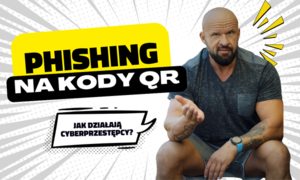 aktor jako twarz ostrzeżenia oszustwa phishingu na kody QR