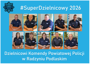 Kolarz zdjęć przedstawiający sylwetki dzielnicowych z KPP w Radzyniu Podlaskim
